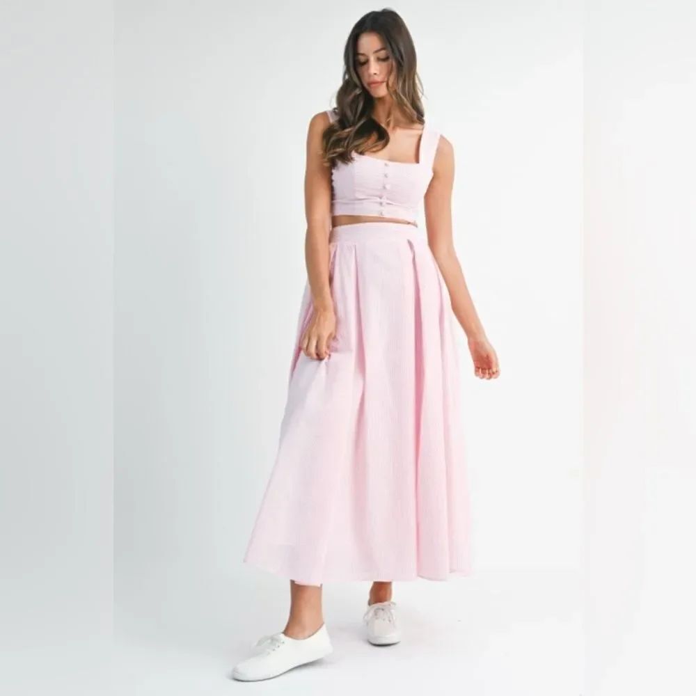 Elegant Pink Maxi Skirt Set